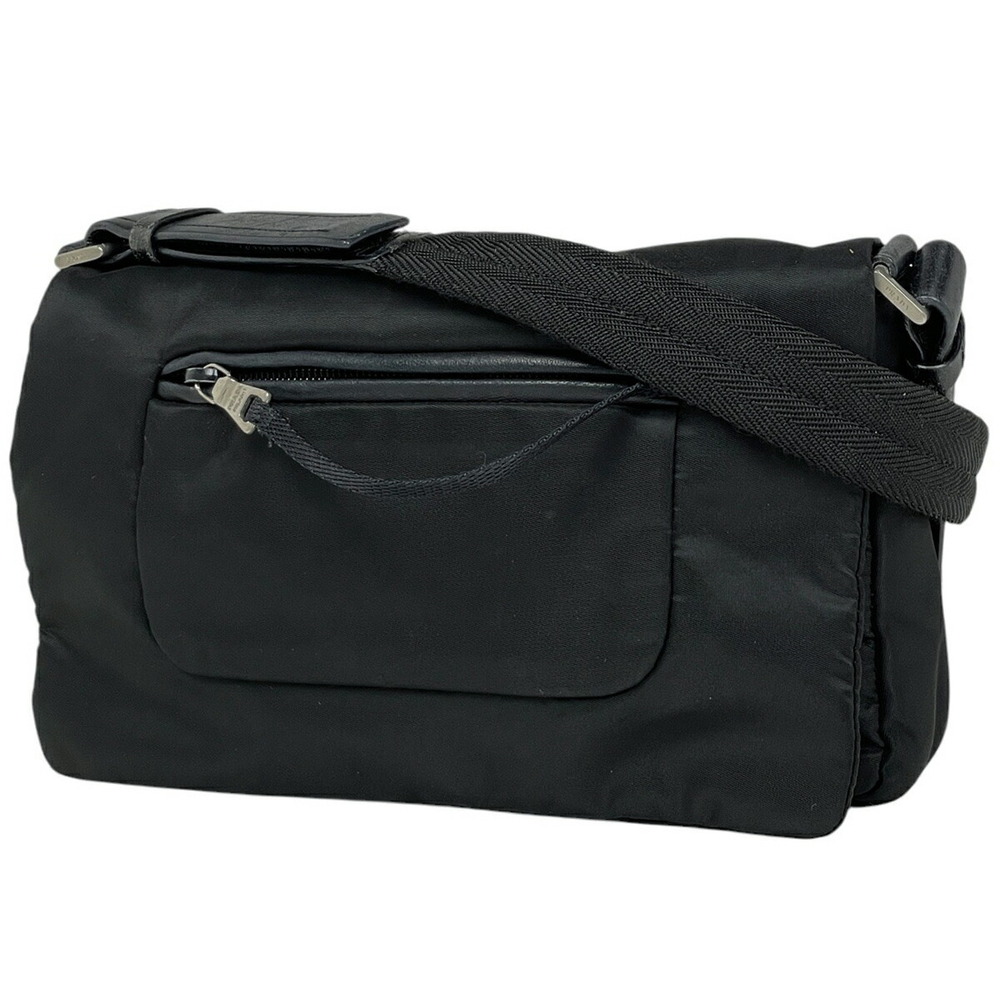 Prada Logo Plate Shoulder Bag Nero Black